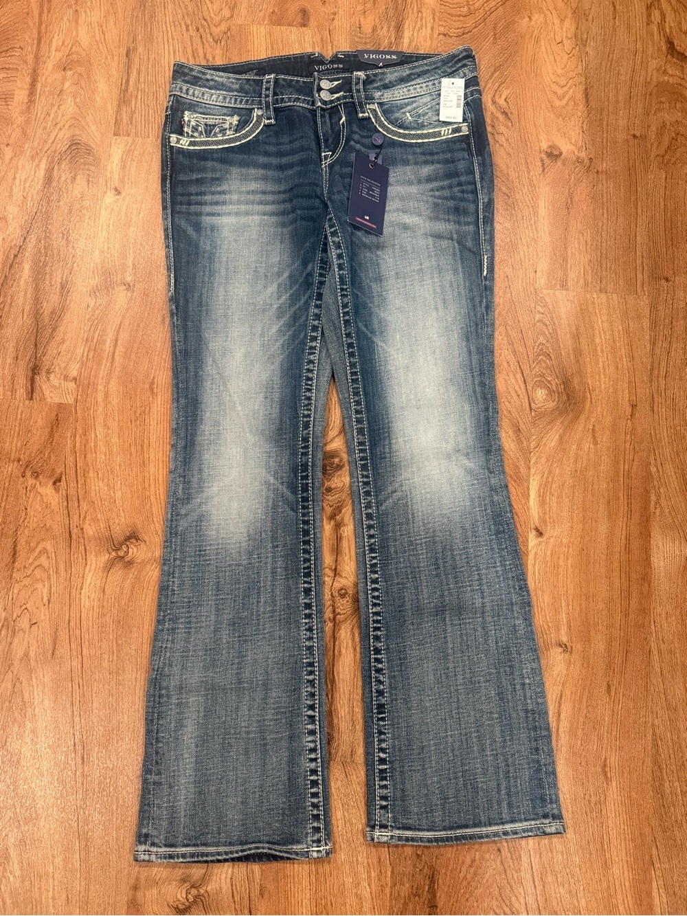 Vigoss Women’s Distressed Medium Light Blue Flare Jeans